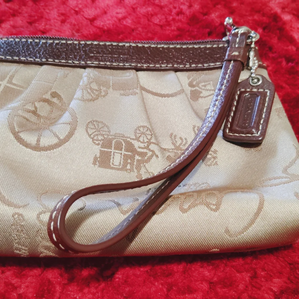 Coach Beige and Dark Brown Wristlet